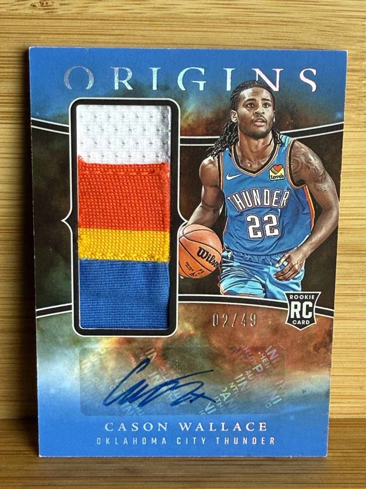 Panini 2023-24 Origins Cason Wallace Rookie Jersey Auto Blue /49 4 Color Patch
