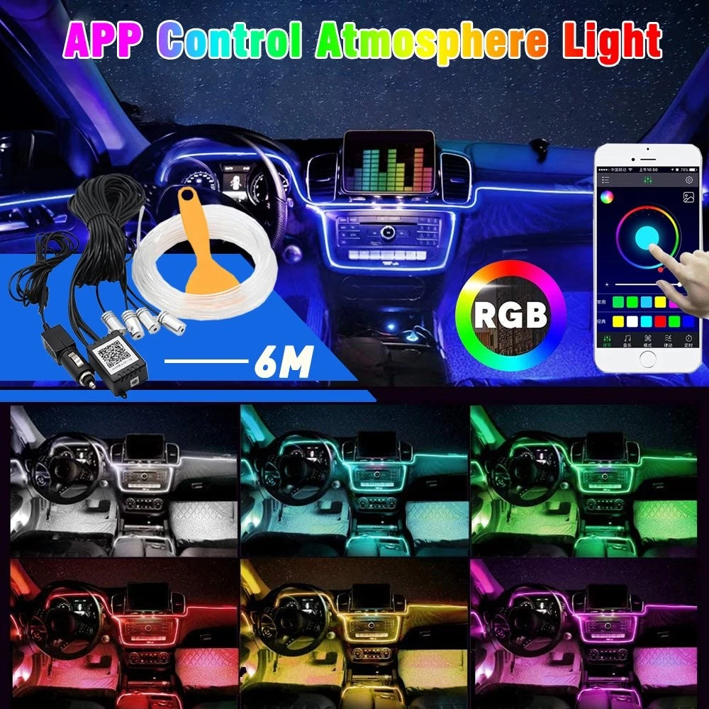 Atmosphere Car Interior RGB LED Strip Atmosphere Light Bar W/Phone APP Control A