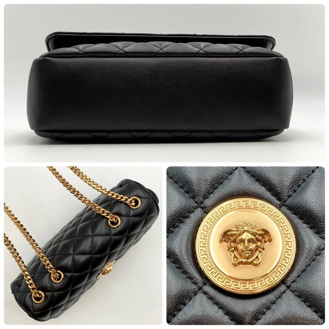 Versace Chain Shoulder Bag Black Leather Medusa Logo Unused Luxury thumbnail 4