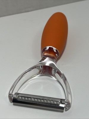 T-FAL Vegetable Peeler Slicer | Orange Comfort Easy Grip Handle & Clear Plastic