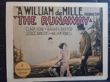 Lobby Card 1926 RUNAWAY cute Clara Bow scared Warner Baxter *ultra-rare
