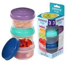 Sistema To Go Round Mini Bites 3-Pack BPA-Free Food Storage Containers
