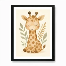 Boho Safari Baby Giraffe Printable  Framed Wall Art Poster Canvas Print Picture