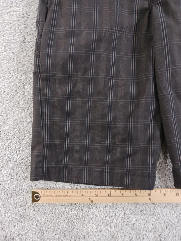 Pantalones Cortos Dickies 30 Para Hombre Marrón Cuadros Mezcla Poliéster Frente Plano 12" Entrepierna Foto 3 de 4