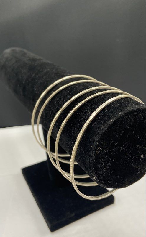 Silver Textured Dangle Bracelets Bundle 5pcs 26.1… - image 4