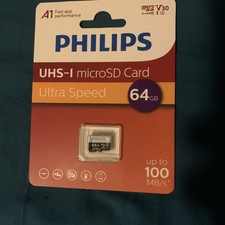 Philips microSDXC UHS-I 64GB V30 High Speed A1 Memory Card FM32TF064B/93