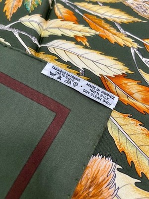 Hermes Scarf Stole Casse Noisette Green Brown Squirrel Animal Silk