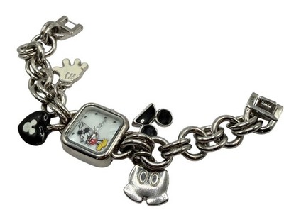 Disney Accutime Mickey House Charm Bracelet Watch New Battery 