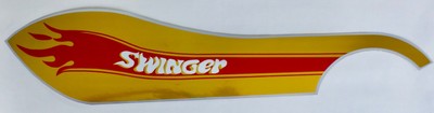 1960s JC Penny Foremost Swinger  muscle banana bicycle chainguard decal gold