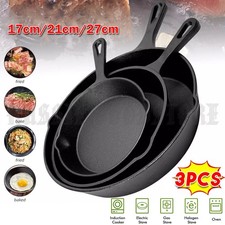 5-star chef Non Stick Frying Pan Cast Iron Steak Skillet BBQ Oven Cookware 3PCS