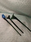 VTG. Murano Style Hand Blown Glass Flowers Long Stem 2 Roses 1 Daisy Lot Of 3
