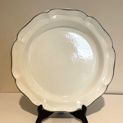 Vintage Mikasa Stone Works Shadow Gray Serving Platter CS726 Scalloped Edges