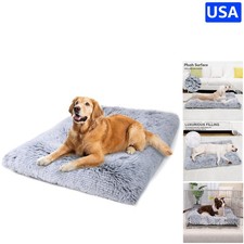 Elegant Extra Large Plush Dog Bed, 41x27 Inches - Durable  Washable Gray Mat