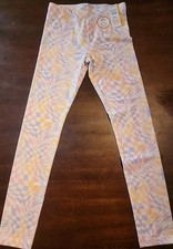 Wonder Nation NWT Leggings Girls Tough Cotton Cream Checkered Large 10-12 T2