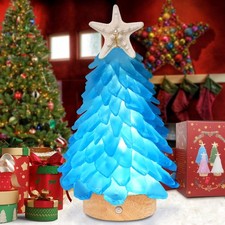 Sea Glass Christmas Tree,8.6 inches Mini Tree with Blue