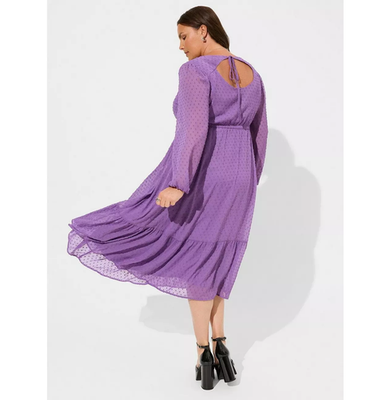 torrid purple dress Torrid Purple Heart Tea Length Clip Dot Open Back A-Line Dress Plus Size 2X  $89