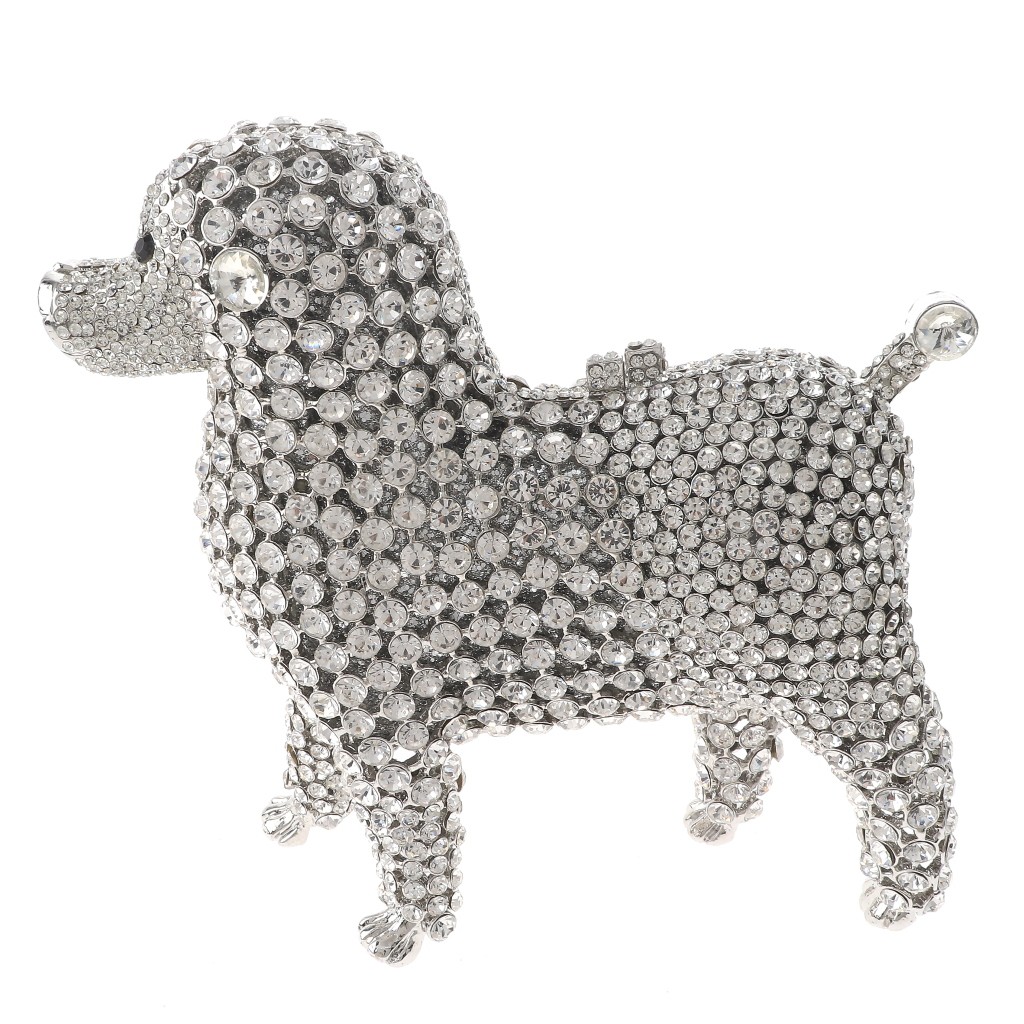 Silver Tone Metal Crystal Rhinestone Clutch Evening Bag HB6248-SIL