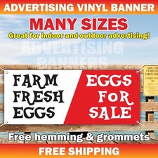FARM FRESH EGGS FOR SALE Advertising Banner Vinyl Mesh Sign Chickens Farmers