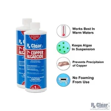 Rx Clear Swimming Pool 7% Copper Algaecide Chemical - 32 oz - (Choose Quantity)