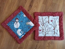 8" Handmade Christmas Potholders Hot Pads Trivets Primitive Snowman