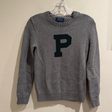 Polo Ralph Lauren Boys Crewneck Knit Sweater Gray 100 Cotton Medium 10/12