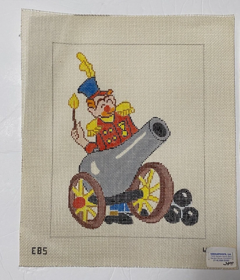 Lot of 2 Creepy Clown Hand-Painted Needlepoint Canvas by EBS About 8" x 10" - Image 2 of 4