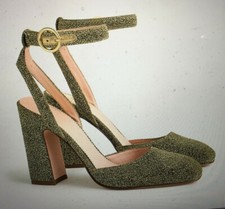 J. CREW Harlow ankle-strap pumps in Magic Lurex Gold Vicky Size 9.5 New in Box