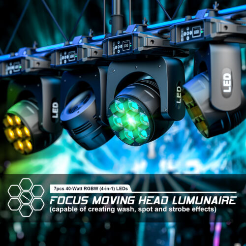 7X40W OSRAM LED ZOOM Moving Head Stage Light RGBW DMX Beam DJ Party Wash Lights - Picture 10 of 13