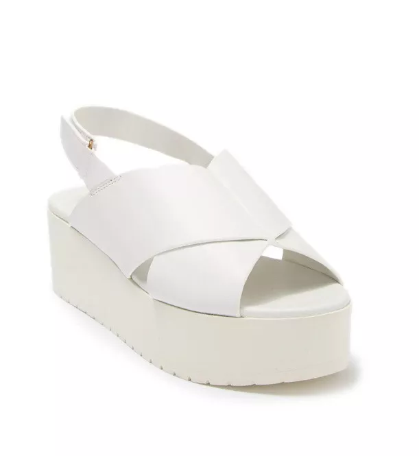 Women Vince Jenaya B Sport Platform Slingback Sandal Leather White