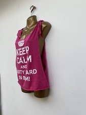 Ladies Pink & White Vest Top BCM Mallorca Planet Dance Size M Old Style Unique