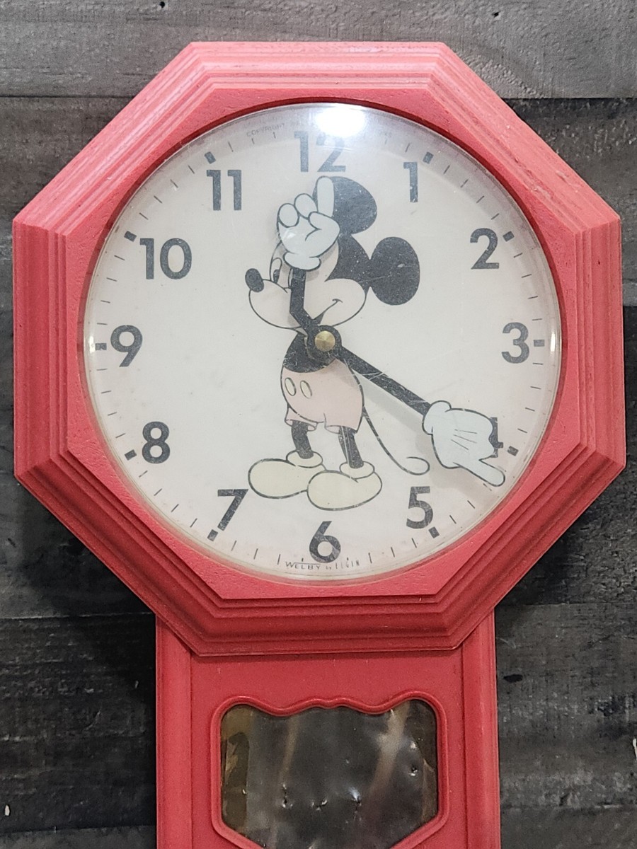 Vintage 1970's Welby Elgin Mickey Mouse Wall Clock Walt Disney
