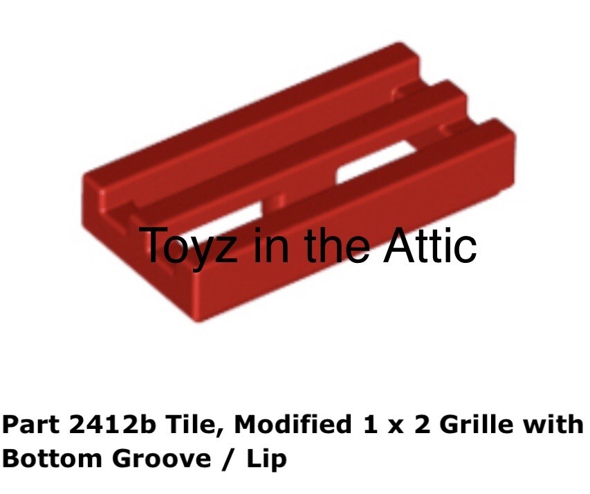 Lego 1x 2412b Red Tile, Modified 1 x 2 Grille with Bottom Groove