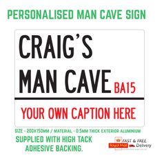 PERSONALISED Man Cave Plaque Sign Vintage retro style door wall shed garage gift
