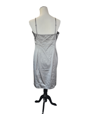 ted baker silver dress Ted Baker London Mini Sheath Dress Cocktail Silver Gray Satin Size 5 (XL)