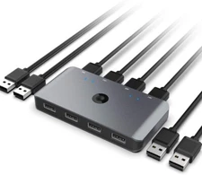 ROCKETEK SURKIT USB 2.0 KVM SWITCH SELECTOR 4 COMPUTERS SHARING 4 USB ONE-BUTTON