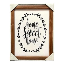HOME ESSENTIALS & BEYOND home sweet home frame fabric Hanging Wall Art NEW