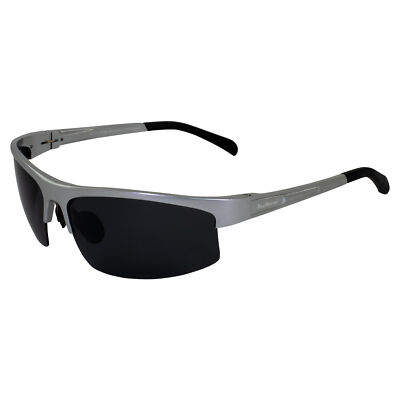 BluWater Alumination 5 Polarized Sunglasses Silver Aluminum Frame w/ Smoke Lens