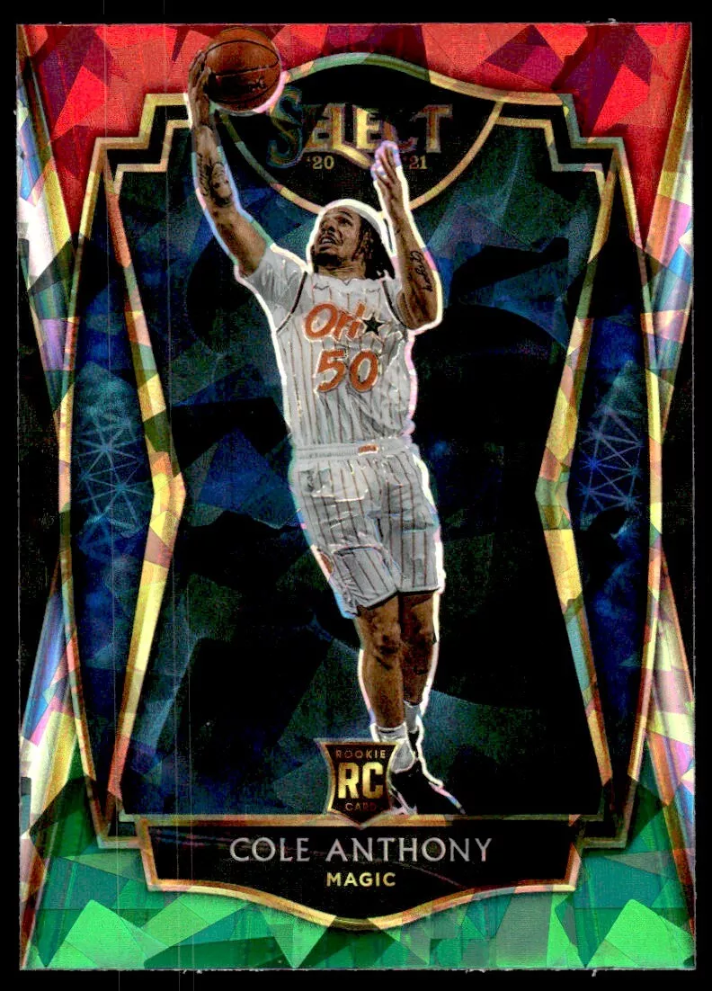 Cole Anthony 2020-21 Select Red White Green Cracked Ice Prizm M RC #177 Orlando