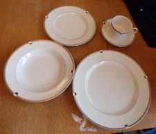 Choice Mikasa Fine China Invitation Platinum L5615-Dinner/Salad/Cups/Saucer/Bowl