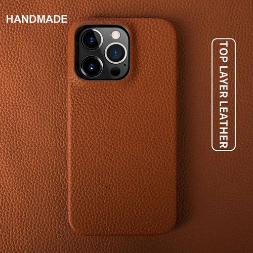 Coque arrière en cuir véritable pour iPhone 15 14 13 12 11 Pro Max Business neuve - Photo 2 sur 13