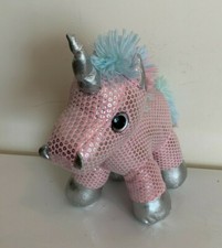 Dan Dee Unicorn Collectors Choice Plush Sparkly Pink Silver Stuffed Animal 11"