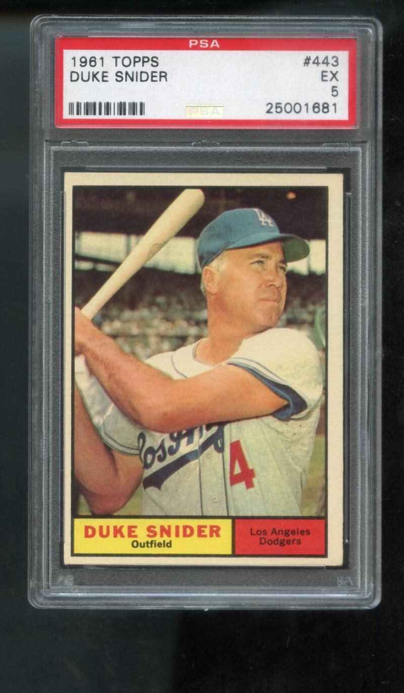 1961 Topps #443 Duke Snider PSA 5 Graded Baseball Card MLB Los Angeles Dodgers