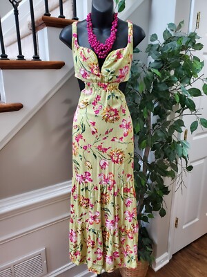 Lulus Women Yellow 100% Rayon Sweetheart Neck Sleeveless Long Maxi Dress  Size XL | eBay