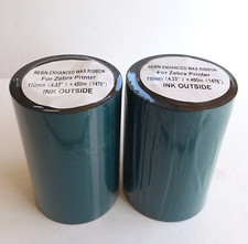 2 Rolls Wax Thermal Transfer Ribbon for Zebra Printer 110mm x 450M 4.33" x 1476'