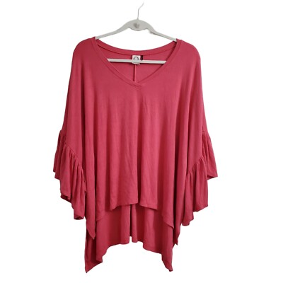 Anthropologie Akemi + Kin Blouse XS Small Pink Capa Fluttered Tunic Top Oversize