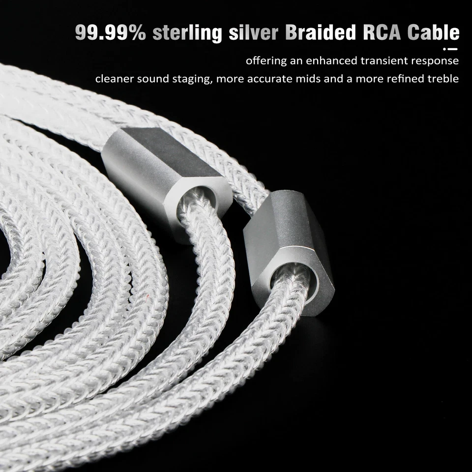 Pair 16 Cores 4N Pure Silver Audio RCA Cable Carbon Fiber RCA Plug for Amplifier - Image 4 of 4
