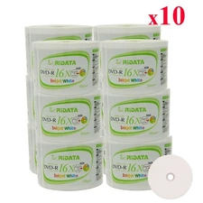 6000 Pcs Ridata DVD-R 16X 4.7GB White Inkjet Hub Printable Blank Recordable Disc