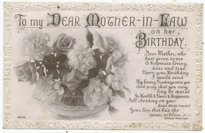 An meine liebe Schwiegermutter zum Geburtstag, Postkarte 1913 an Frau French, Stratford