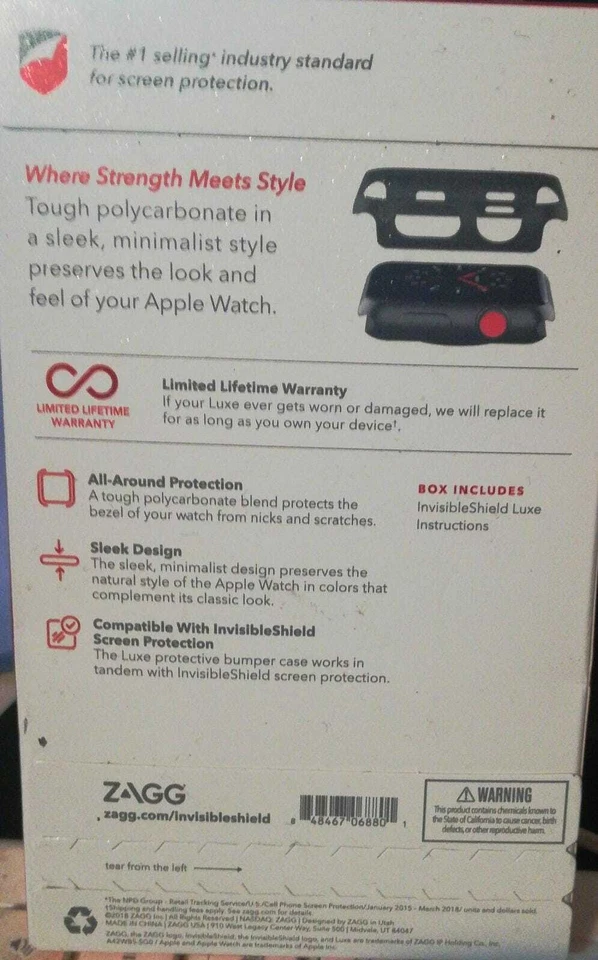 Funda protectora de lujo con escudo invisible Apple Watch Series 1-2 3 (LOC BK-12 Foto 2 de 2