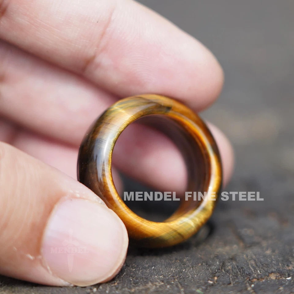 Anillo de banda de piedras preciosas ojo de tigre MENDEL para hombre mujer talla 7 8 9 10 11 12 Foto 4 de 4